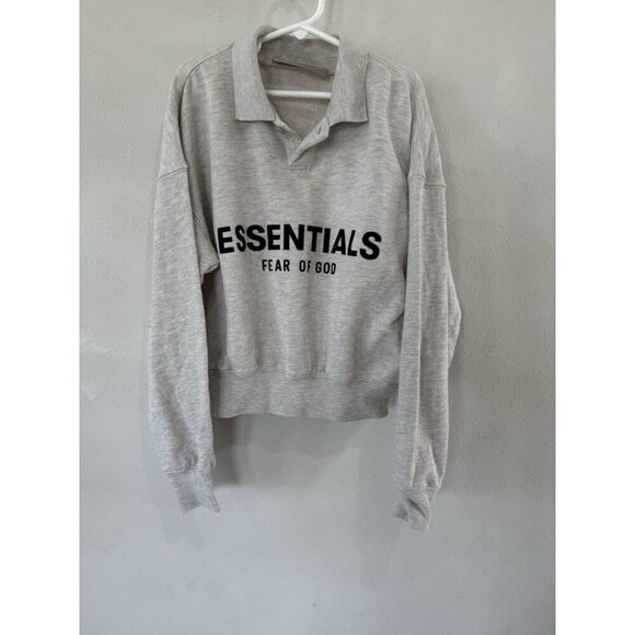 Fear Of God Essentials V Neck Sweater Youth 6/7 S Gray Pullover Sweatshirt City - Picture 1 of 4